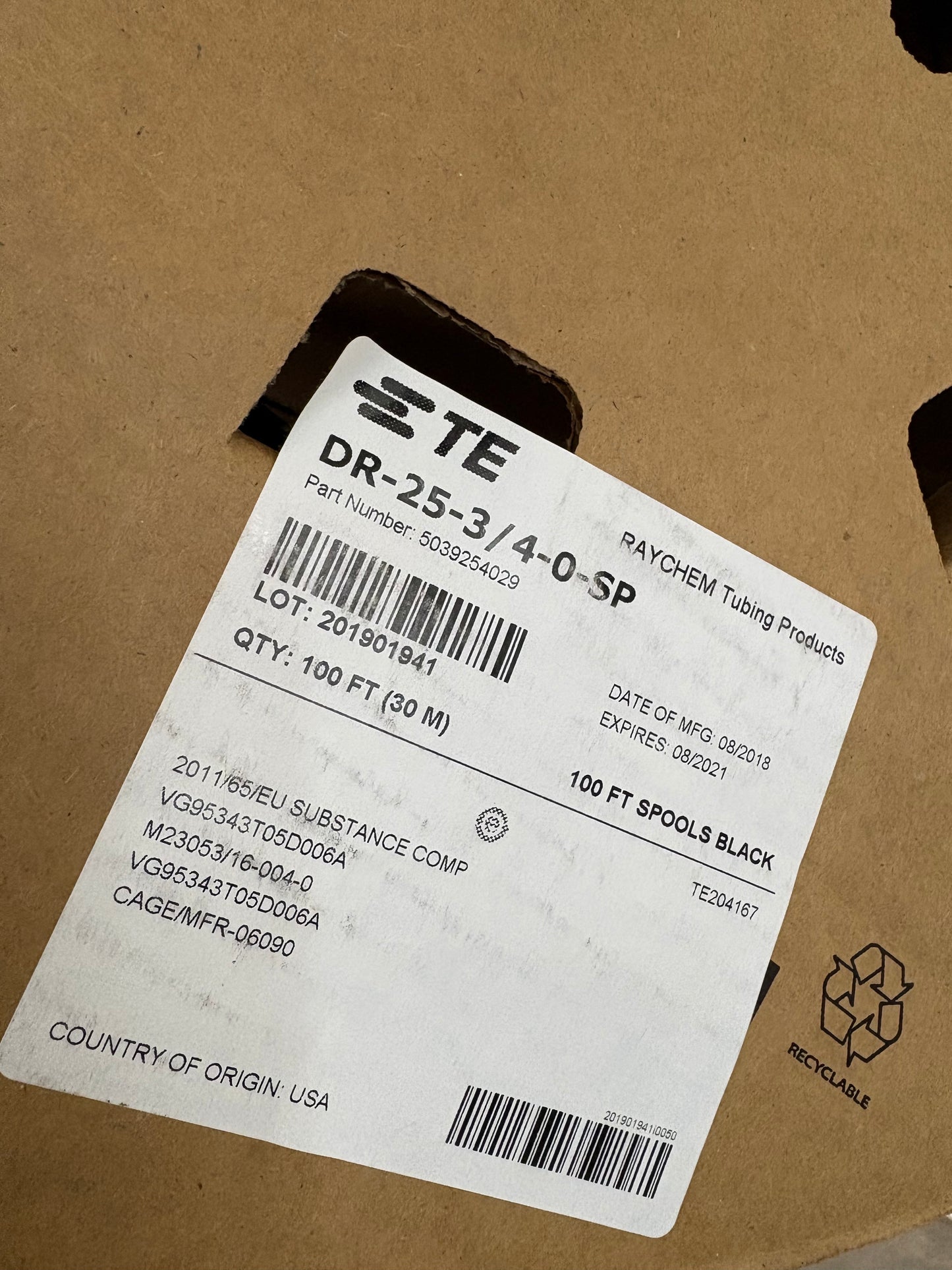 Raychem DR-25-3/4-0-SP by the foot