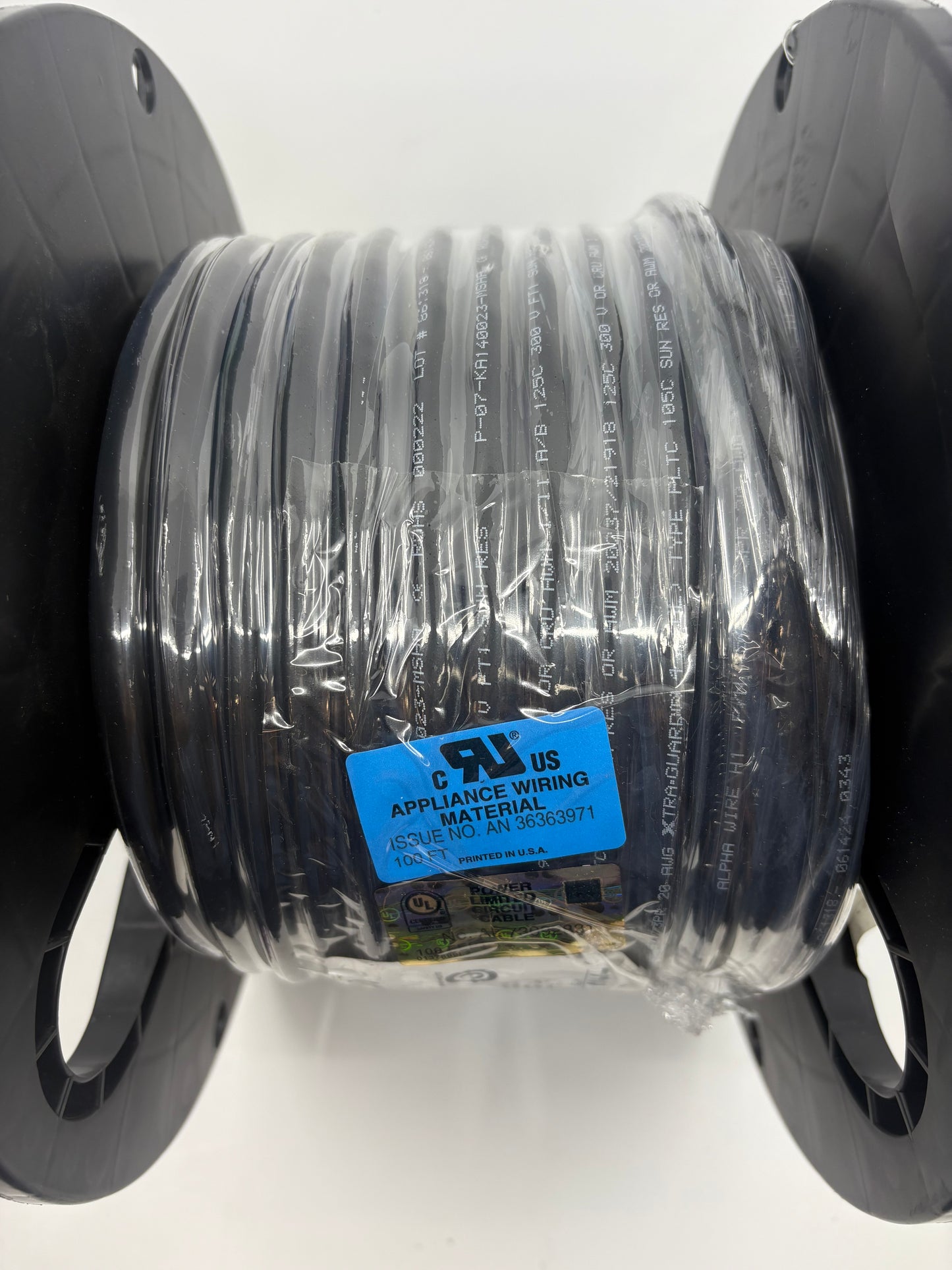 Alpha Wire 45453 | 20 AWG 3-Conductor Xtra-Guard 4 PVC Shielded Cable – Black (100 ft Spool)