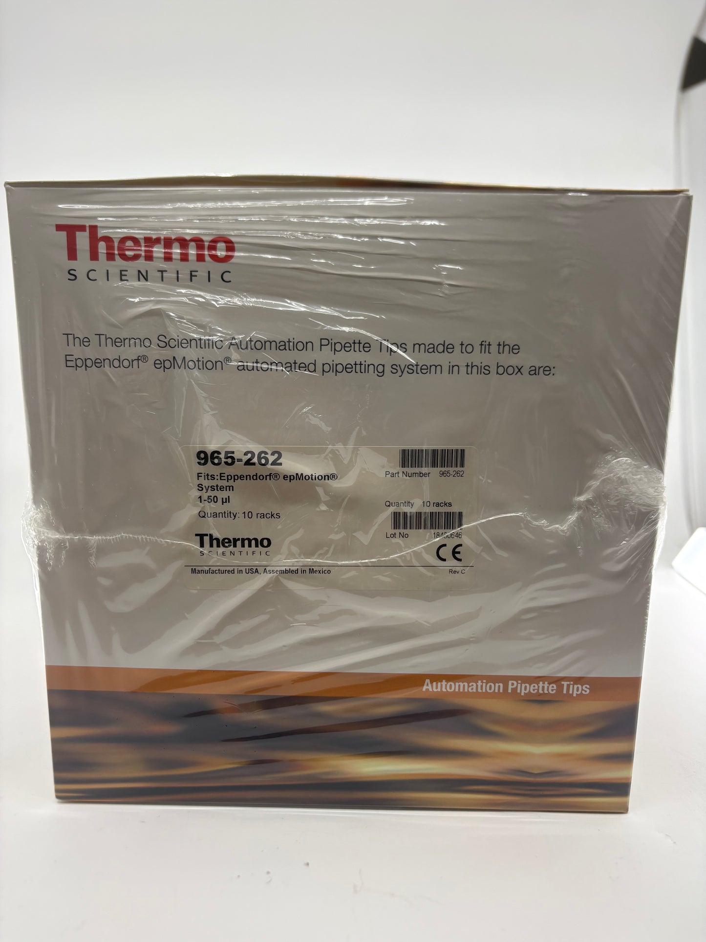 Thermo Scientific 965-262 Automation Pipette Tips for Eppendorf epMotion — 50µL, Non-Sterile, 10 Racks (3,840 Tips), New Sealed